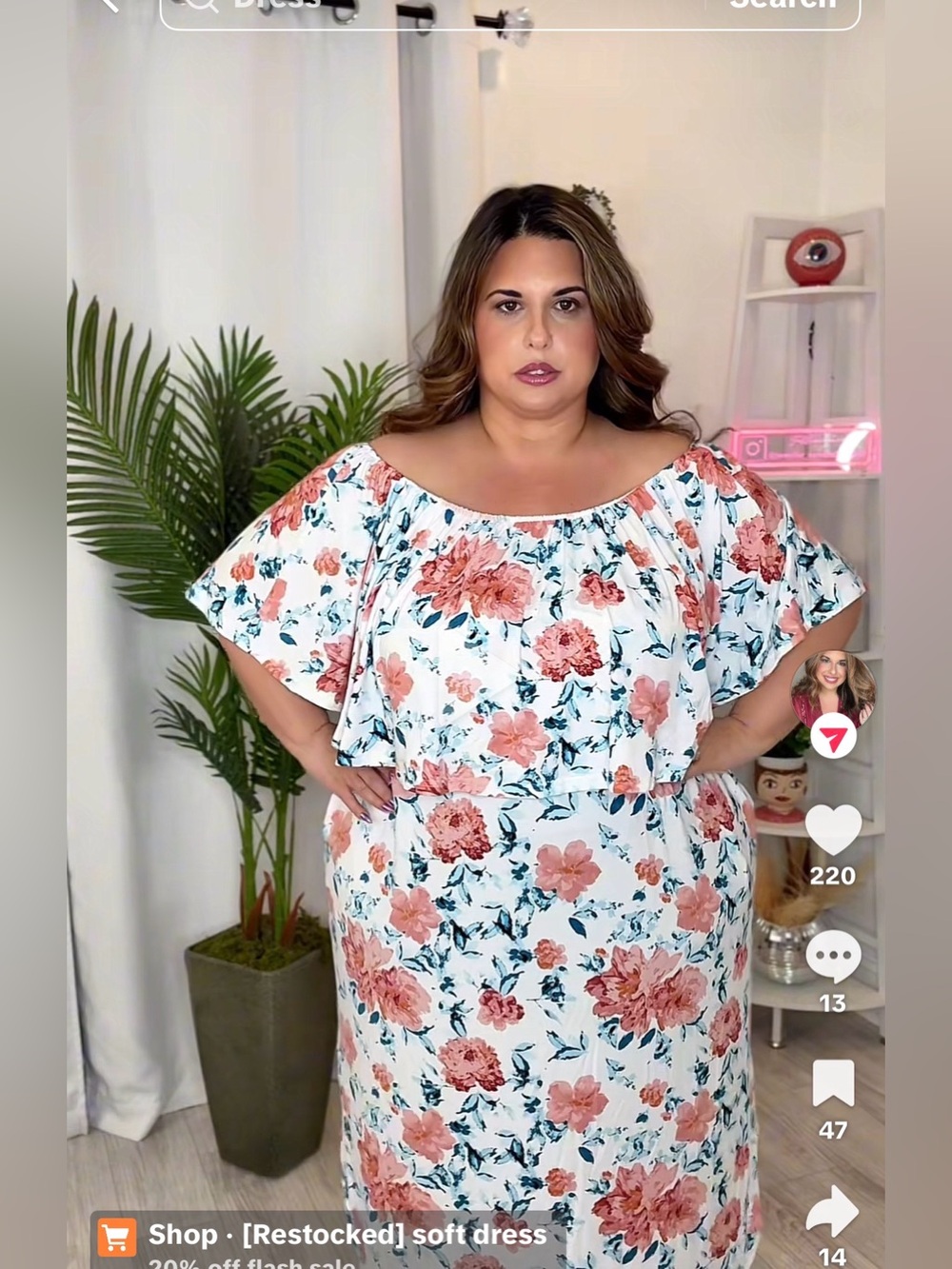 Plus Floral Off-Shoulder Maxi Dress in Peach & Blue